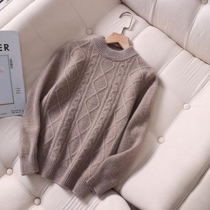 Autumn/Winter 100% Wool Double-Strand Thick Pullover Sweater for Girls & Boys – Warm Base Shirt for Kids and Tweens 160