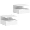 Set of 2 Floating Nightstands, Drawer and Open Shelf, 35x32x22.5 cm, White
