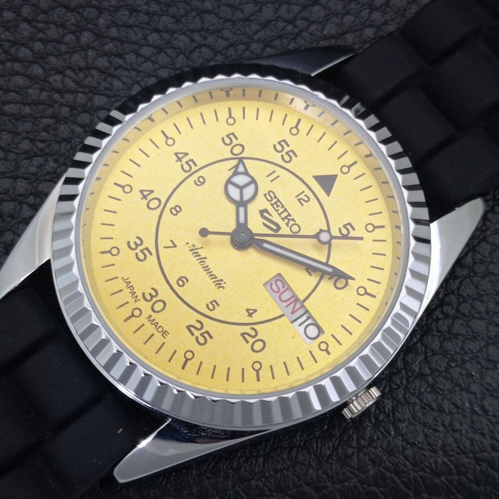 JAPAN VINTAGE REFURBISHED SEIKO 5 AUTOMATIC 6309A MENS YELLOW WATCH a442941-1