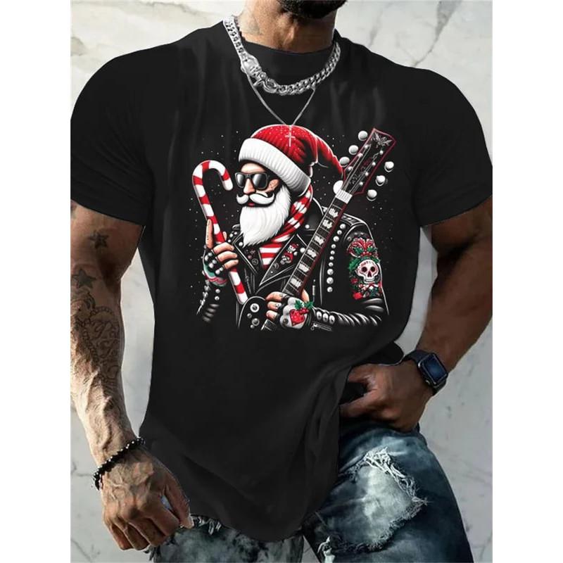 Christmas T-shirt Fun 3D Santa Claus Printed Top T-shirt Dj Men's Clothing Kawaii T-shirt Holiday Leisure Harajuku Colorful Men's Clothing