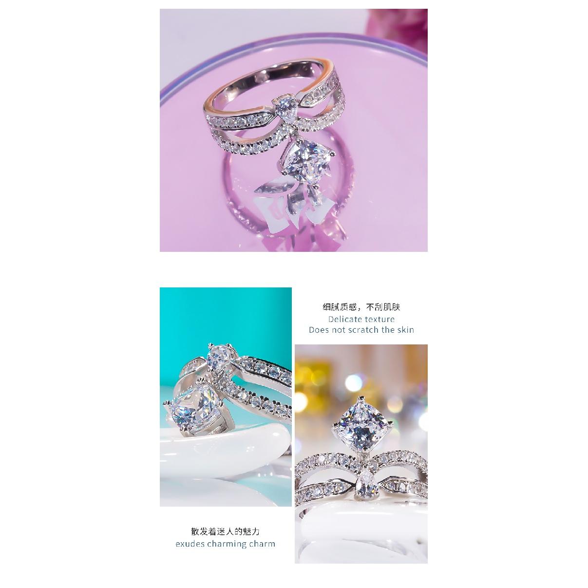 FENTTECI 925 стерлингового серебра платиновое покрытие муассанит корона кольцо микро — фото 12