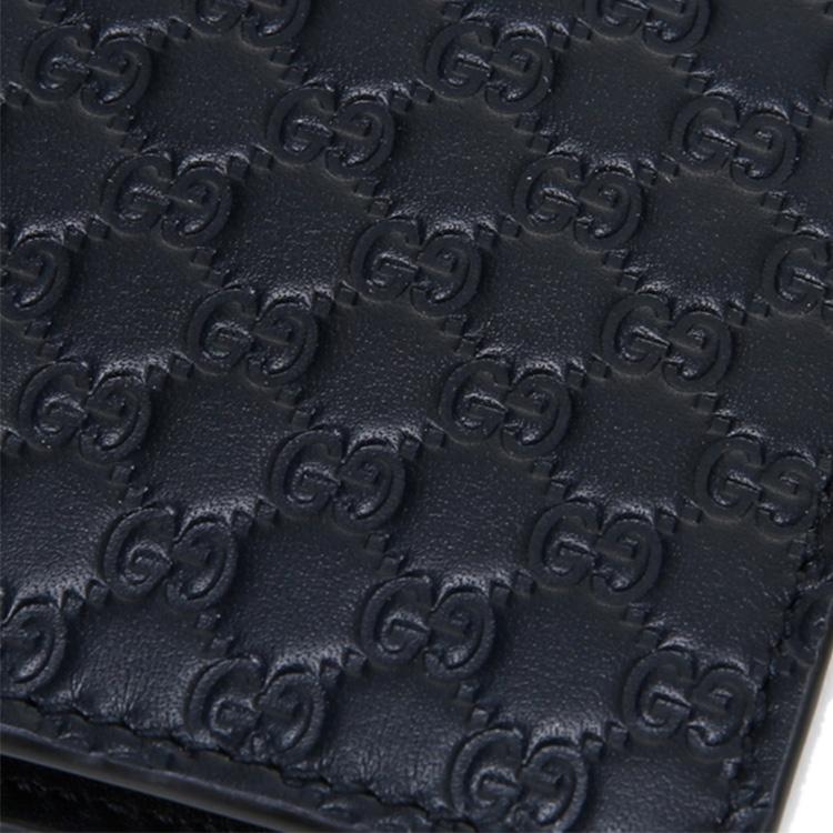 Gucci Vintage Logo Ražbovaný Krátky Dvojitý Kožený Peňaženka Pánska Peňaženka Námornícka Modrá 260987-BMJ1N-4009