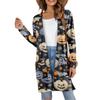 Women's Fashion Casual Comfortable Halloween Printed Mid-Length Cardigan With Pockets Jacket