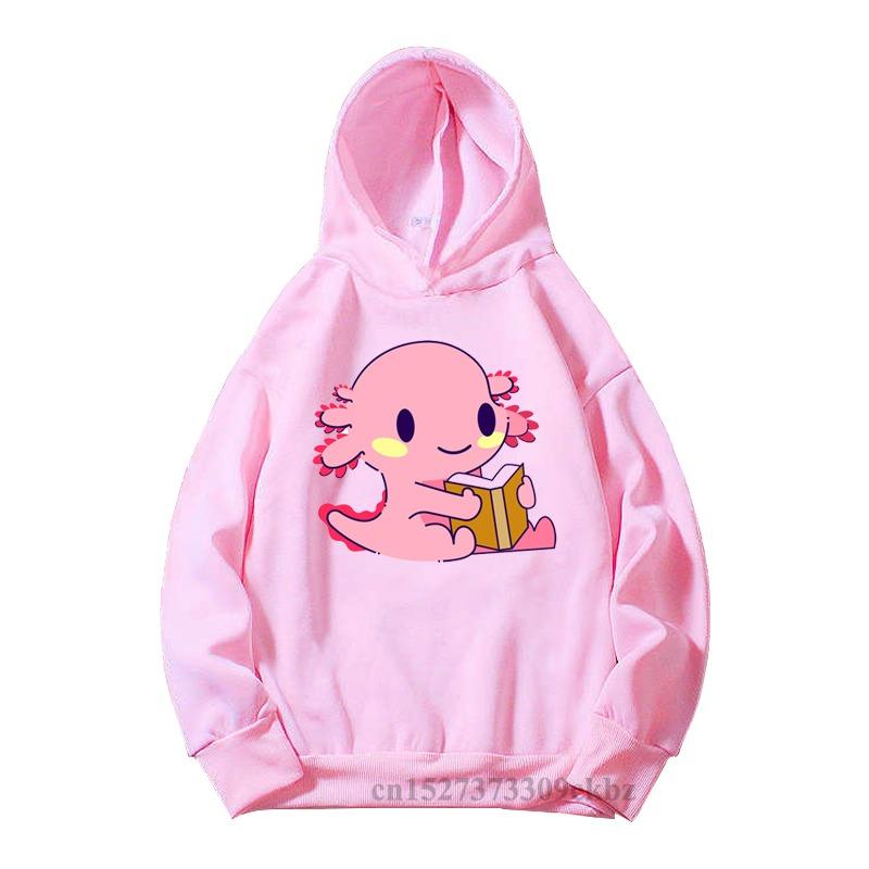 Just A Girl Who Loves Axolotls Print Kids Pink Hoodie Comfy Versatile Long Sleeve Streetwear Children Sweatshirt Baby Casual Top