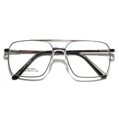 Double Beam Metal Square Saddle Nose Pad Glasses Men'S Literary And Retro Large Frame Flat Mirror Women'S Large Frame Mirror