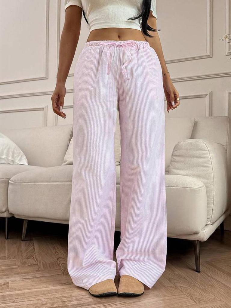Women's Summer European & American Style Pink Wide-Leg Casual Pants