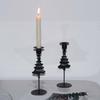 Black Pillar Candle Holder High Footed Metal Christmas Tree Shape Candlestick for Holiday Table Centerpieces Decoration