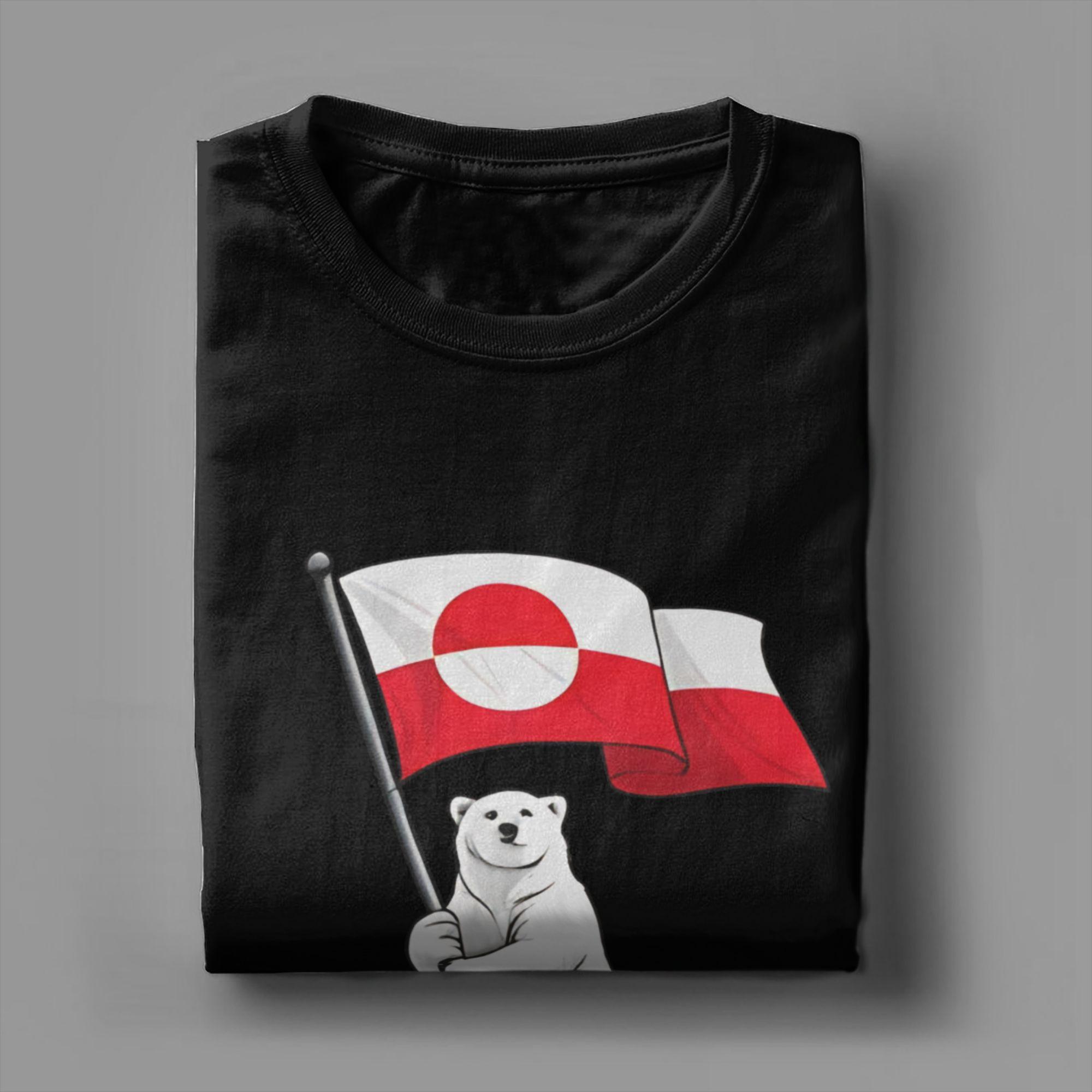Men T-Shirts Greenland Is Not for Sale Funny Cotton Tees Short Sleeve Polar Bear with Greenland Flag T Shirt O Neck Tops Adul... S разноцветный