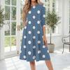 Women's Casual Fashion Round Neck Three Quarter Sleeve Polka Dot Print Mid Length Dress Comfortable Fit Flared Hem Daily Wear