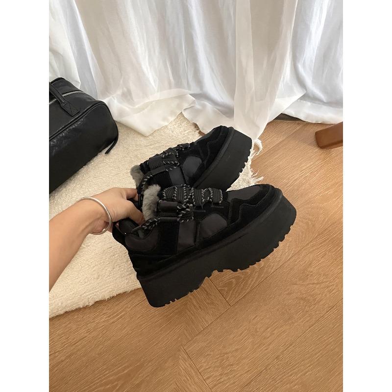 Henan Sangpo Snow Boots Winter New Mel Women's Thick-soled Fur Integrated Warm Cowhide Casual Shoes Snow Shoes