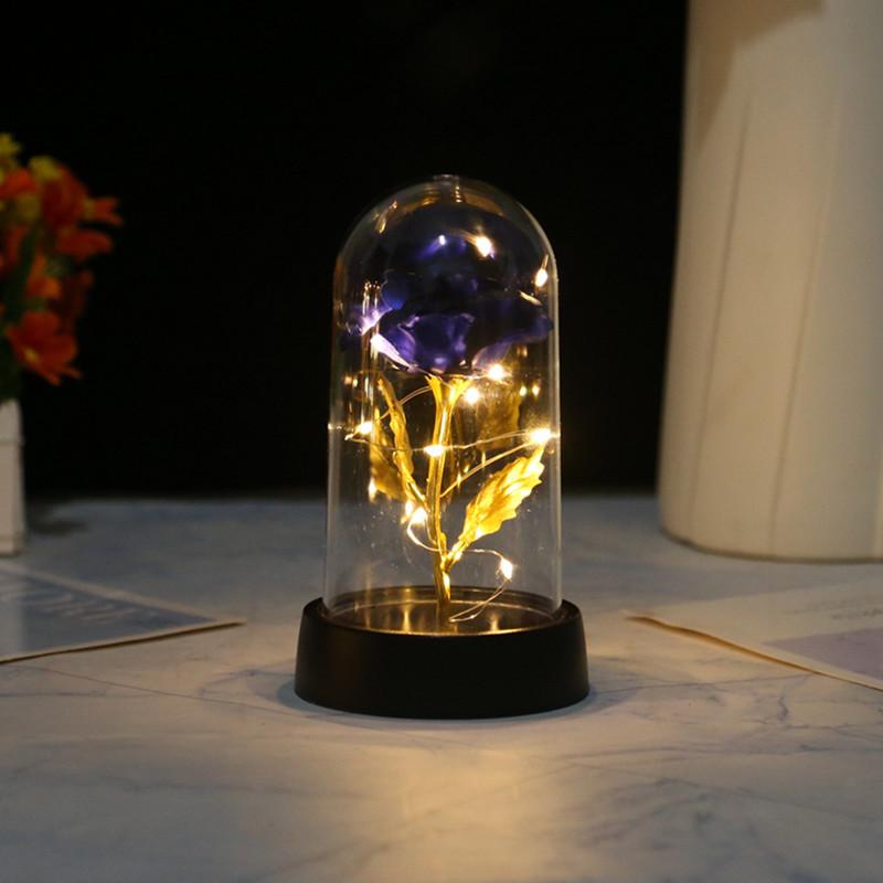Small gold foil rose luminous led light ornament creative Christmas Valentine's Day gift night light