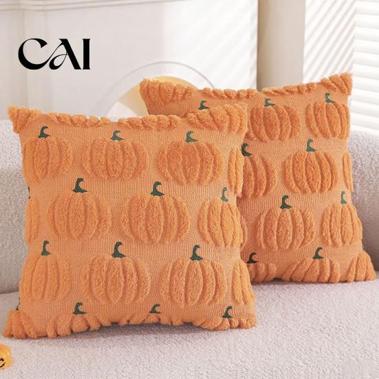Decorative Pillow Cover for Couch Plush Pumpkin Cushion Cover, Halloween Throw 18 X Inch Ghost Case Cute Soft Spooky Season, Cozy Fall Home Decor