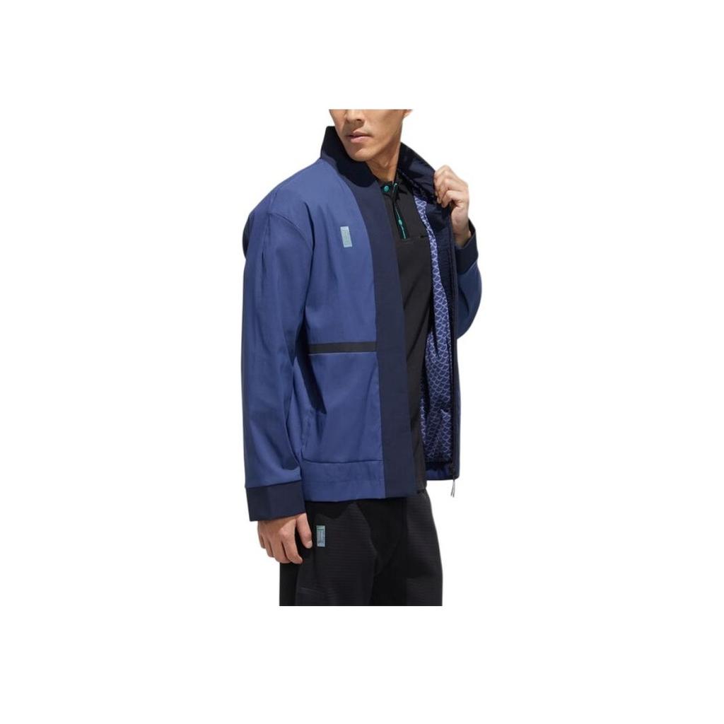 Adidas Solid Color Logo Print Sports Jacket Men Jackets Blue FM9362