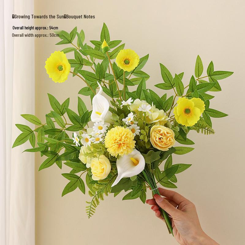 Elegant High-End Artificial Flowers with Ceramic Vase Decor – Luxurious Living Room Arrangement