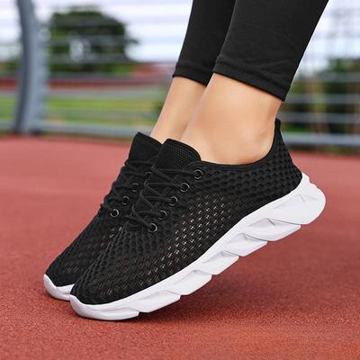 Summer Hollow Thin Black Sneakers Women'S Lightweight Soft-Soled Student Running Shoes Flat White Shoes Dancing Shoes