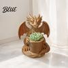 Flowerpot with Built-in Shaped Planter 3D Dragon Printed Drainage Holes Shape Pen Holder Outdoor Flower Pot for Small Green