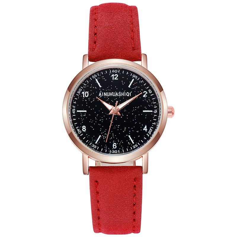 Fashion Quartz Analog Watches for Women Leather Strap Starry Sky Watch Casual Business Watch