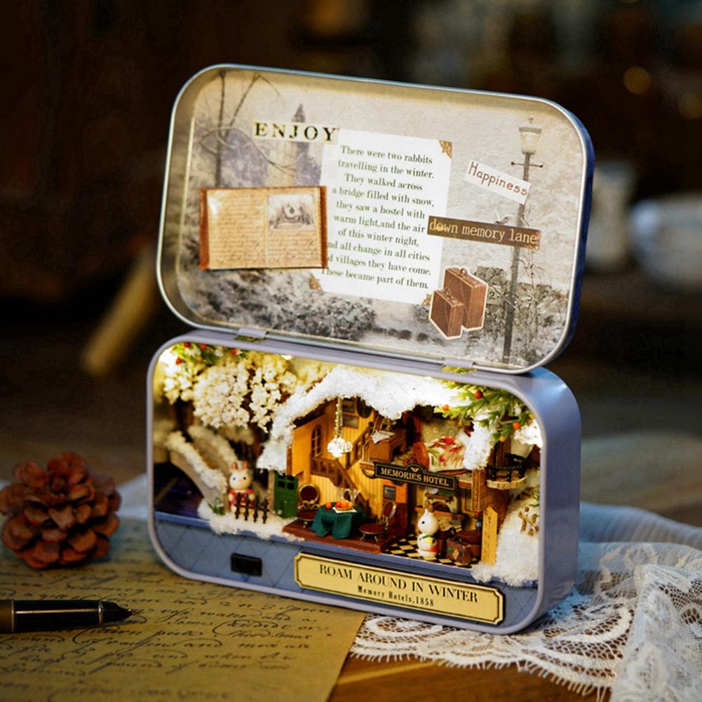 DIY Miniature Handmade Box Dollhouse Good Old Time Theme Mini Doll House