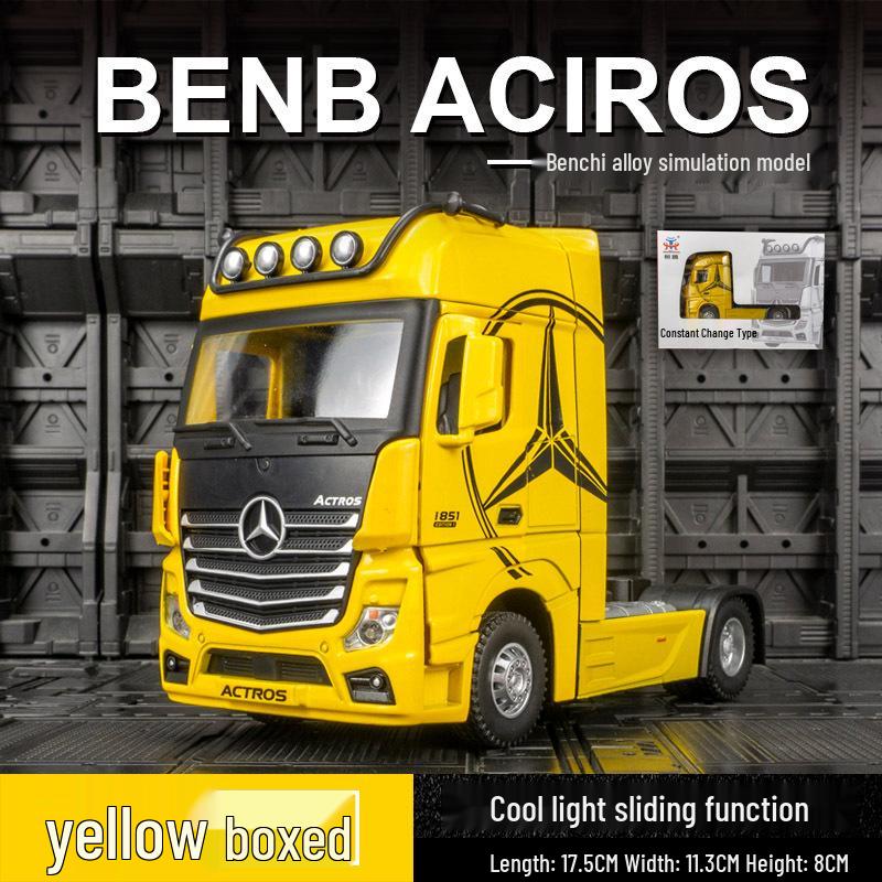 

Модель из сплава грузовик-тягач Mercedes-Benz: Звук и скольжение, открывающиеся двери.