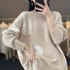 Women's Plus Size Wool Sweater Thick Warm Loose Pullover Wool Sweater Casual Color Block Pullover Knit Jumper