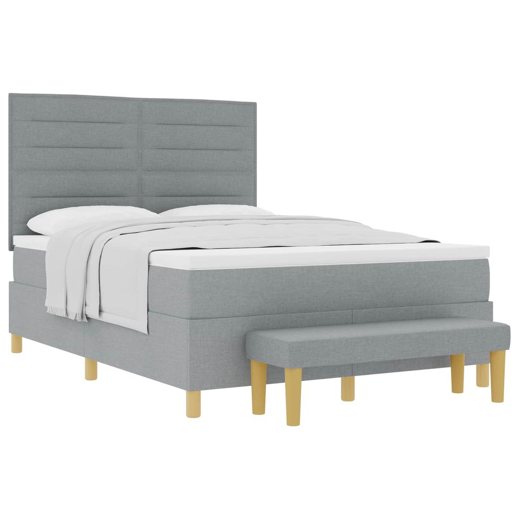 Box Spring Bed with Pillows Light Grey 200 x 140 cm Fabric