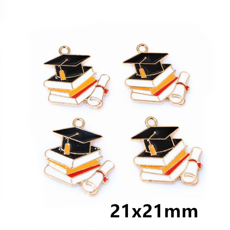 

10Pcs Enamel Graduation Hat Charms Pendant for Necklaces Earrings DIY Jewelry Making Decorations Accessories Findings