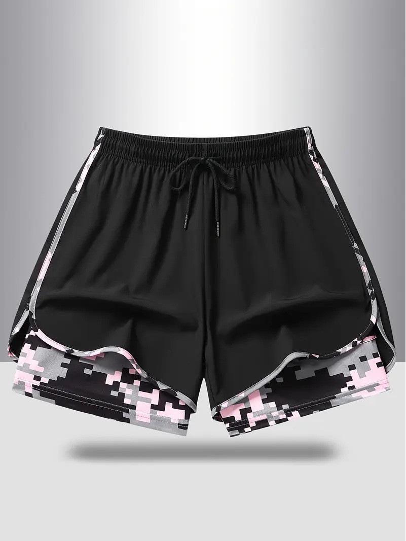 

Pocketed Sports Shorts with Elastic Drawstring for Coverage Large чёрный