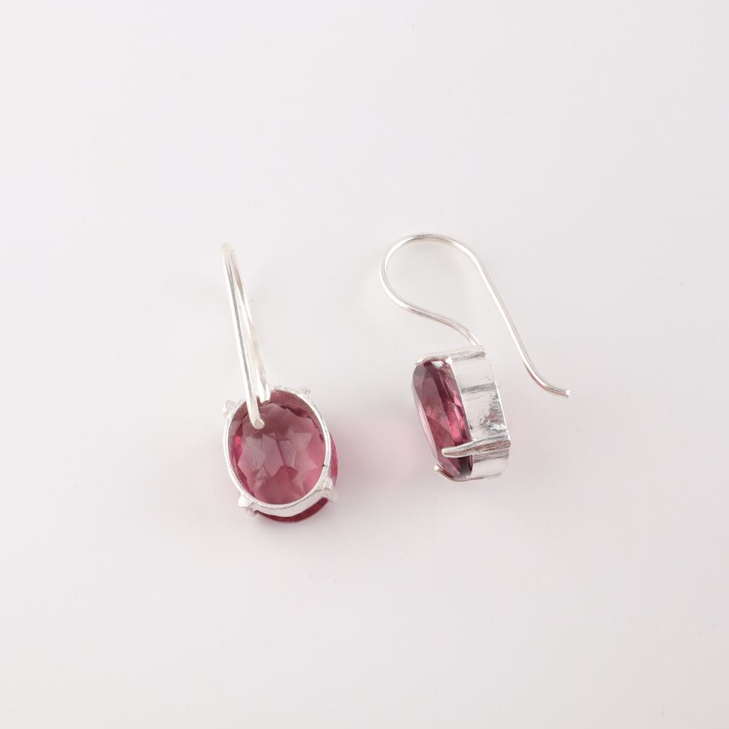 Rhodolite Gemstone 925 Sterling Silver Jewelry Earrings 1.05" For Birthday Gift EE-173-8