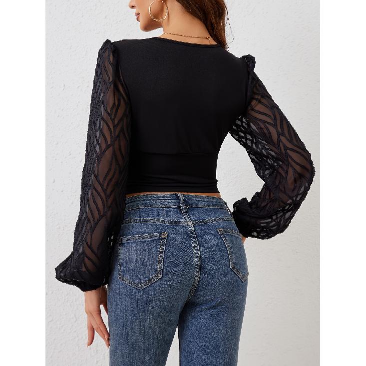 Spring And Autumn New Women'S Versatile Long Sleeve Daily Business Commuter Elegant Comfort Sexy Bottom Shirt Top