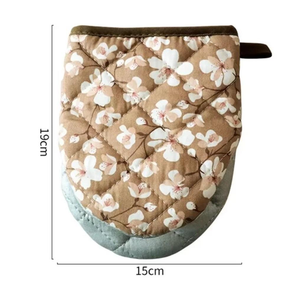 1PC New Hot Resistant Bakeware Oven Mitts Heart-shaped Cotton Kitchen Insulation Pad Flower Printed Hand Clip Baking Oven Gloves