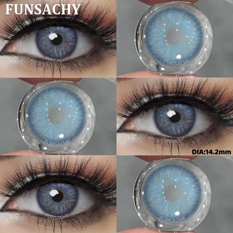 FUNSACHY 1 Pair Colored Contact Lenses Natural Big Black Eyes Blue Green Soft Contact Lenses for Women Brown Gray Contact Lenses