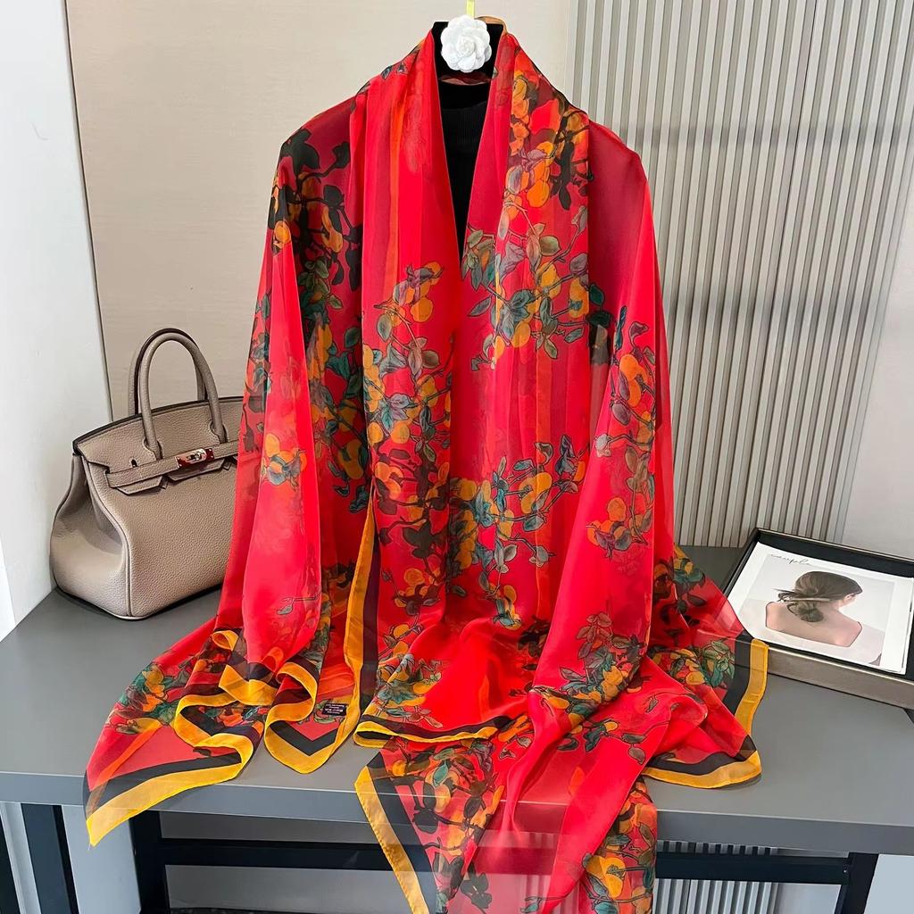 Silk Scarf Fashion Design Neck  Foulard Female Headbanda Luxury Hijab Women Warm Pashmina Scarves Echarpe Shawl Large Wrap