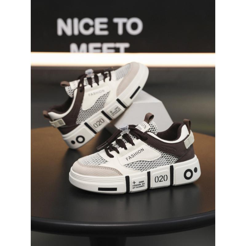 Children's shoes 2025 summer boys single mesh breathable casual board shoes medium and large children non-slip small white sports shoes tide