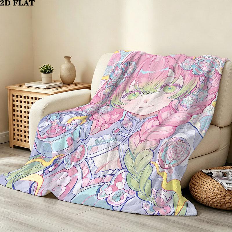 1PC Demon Slayer Patterned Flannel Blanket Suitable For All Seasons For Home Decor Warmth And Comfort Gifts Holiday Present