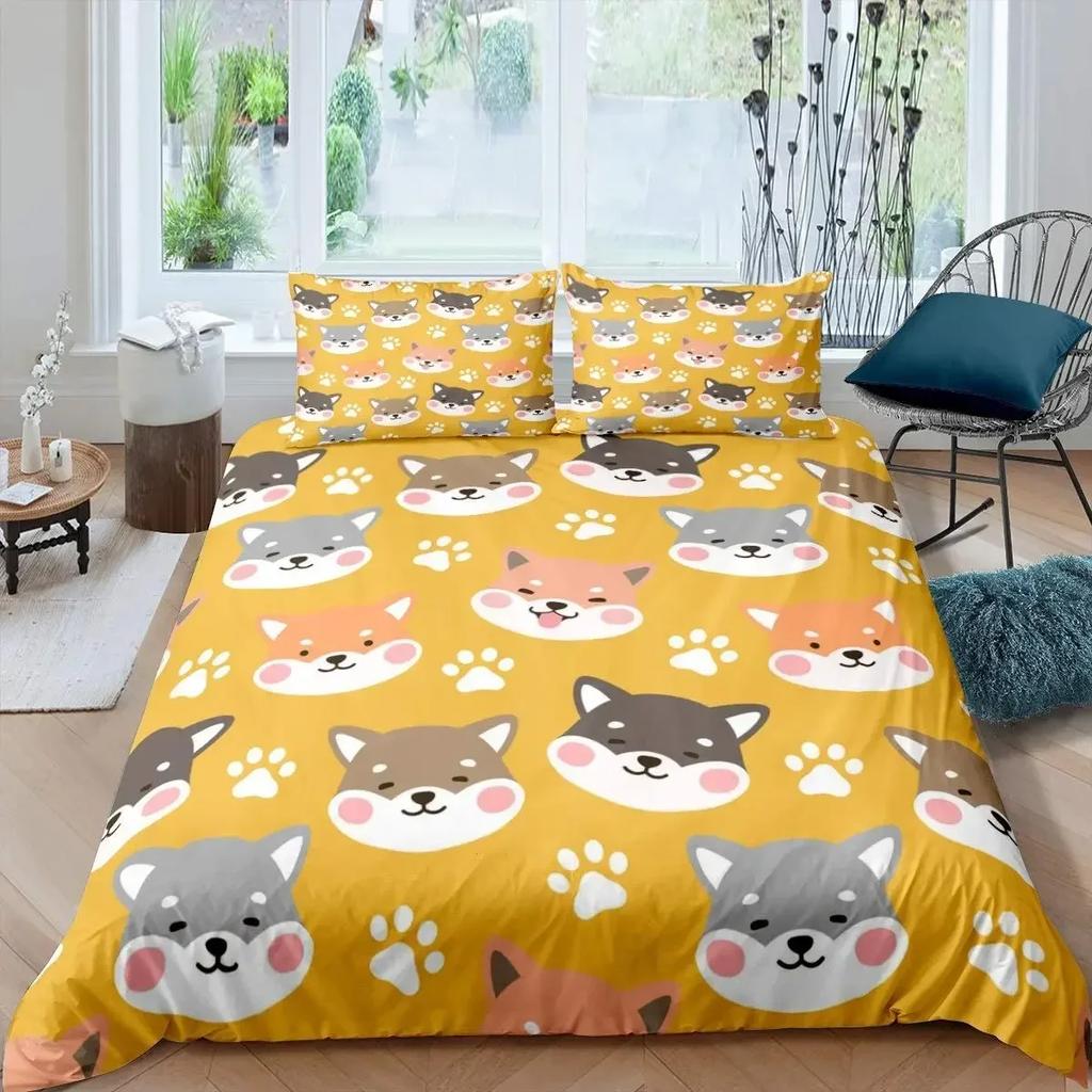 Shiba Inu Cute Shiba Inu Bedding Set Single Twin Double Queen King Cal King Size Bed Linen Set