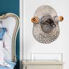 Animal Head Wall Sculpture Colorful Resin Pigeon Head Statue Wall Art 3D Bird Ornament for Artistic Living Rooms Kitchen Indoor Decor