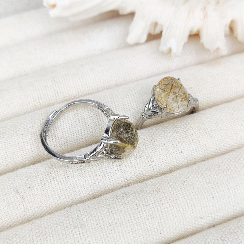 Adjustable Natural Crystal Tiger Eye Ring in Coffee Color