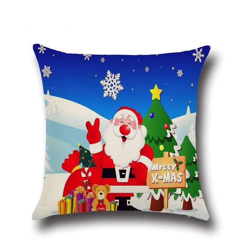 Christmas Cartoon Pillow Cover Cozy Home Office Decor Sofa Bedroom Festive Gift