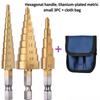 3PC Step Drill Bit Set - Metric & Imperial Sizes, Hex Shank Cone Cutter for Thin Metal & Plastic, 3 Sizes Titanium Coated