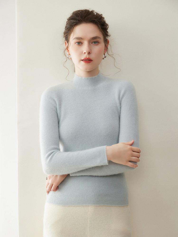 Autumn 2026 Pure Cashmere Ladies' Solid Half-High Neck Pullover Sweater: Versatile Base Layer