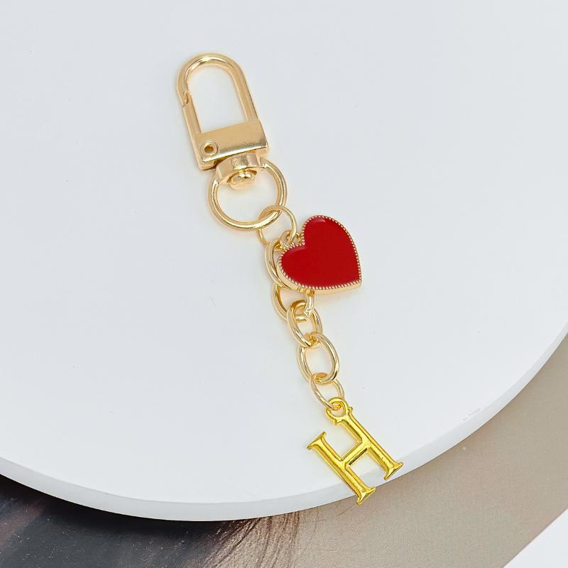 Metal Heart Letter Keychain Fashion A-Z Initial Keyring Charms Car Key Holders Bag Pendant Accessories Valentine'S Day Gift
