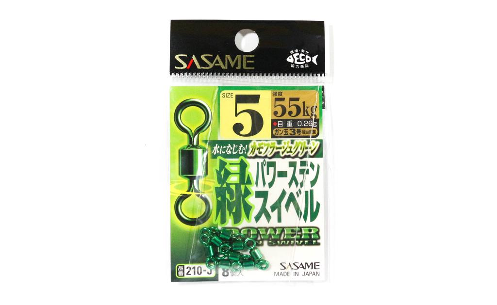 Sasame 210-J Power Stain Swivel Smooth Spin Green Size 5 (9816)