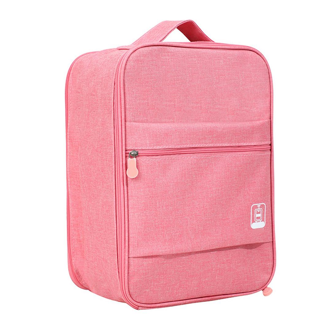 Hangable Folding Shoe Bag Big Waterproof Portable Multifunctional Shoe Storage Traveling Bag Pink