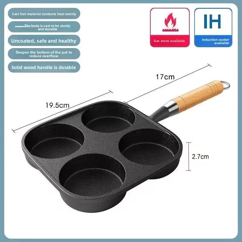 Cast Iron Hole Egg Pan Nonstick Breakfast Cooking Tool For Home Use