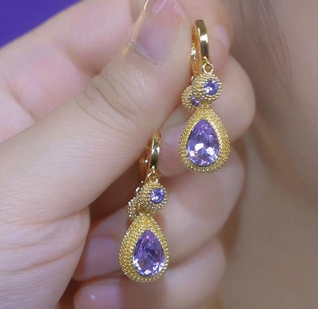 2024 Elegant Zircon Durian Earrings In Light Luxury Purple - Unique Design