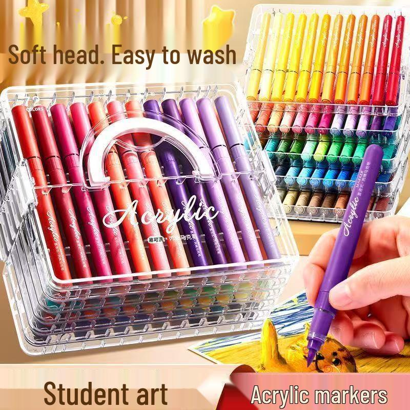 Acrylic Soft Tip Watercolor Pen for Kids - Non-Bleeding, Ideal for Layering on Special Paper.