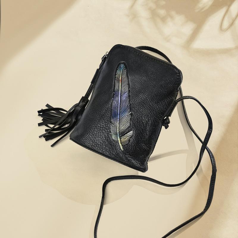 Johnature Retro-Handytasche aus echtem Leder, vielseitig, weich, echtes Rindsleder, für Damen, kleine Schulter- und Umhängetaschen