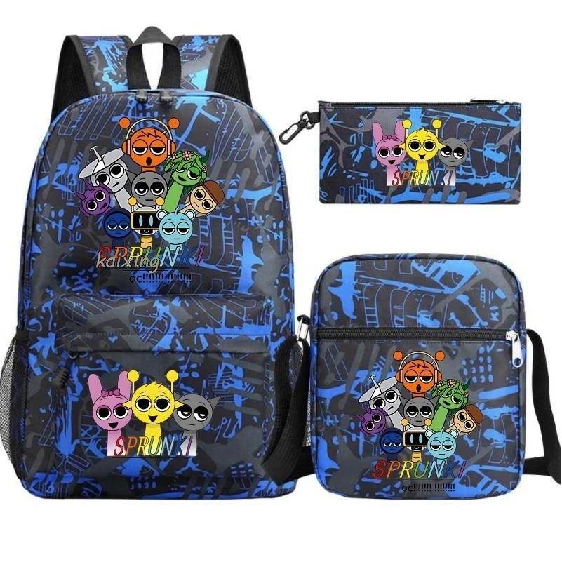 Anime Cartoon Backpack Sprunki Large Capacity Primary School Student Schoolbag Satchel Pencil Case