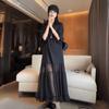 Plus Size French Patchwork Round Neck Summer Dress - Women's Versatile Solid Color Skirt