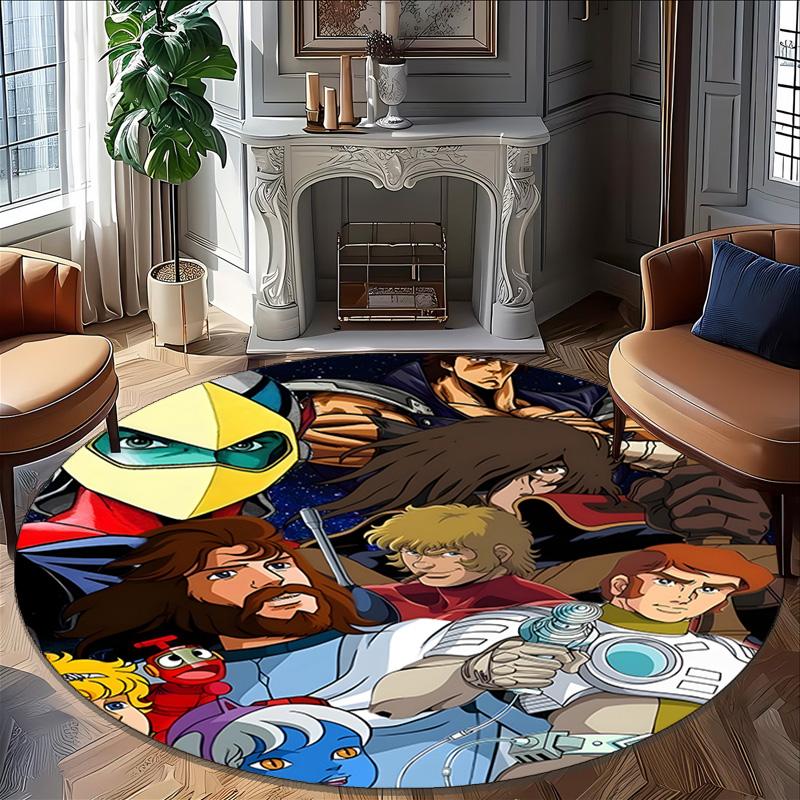 1pc UFO Robot Grendizer5 Print Round Carpet Chair Round Carpet Suitable for Bedroom Living Room Home Decorative Carpet